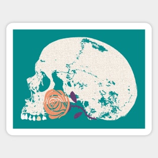 Vintage Skull with Orange Rose Sticker